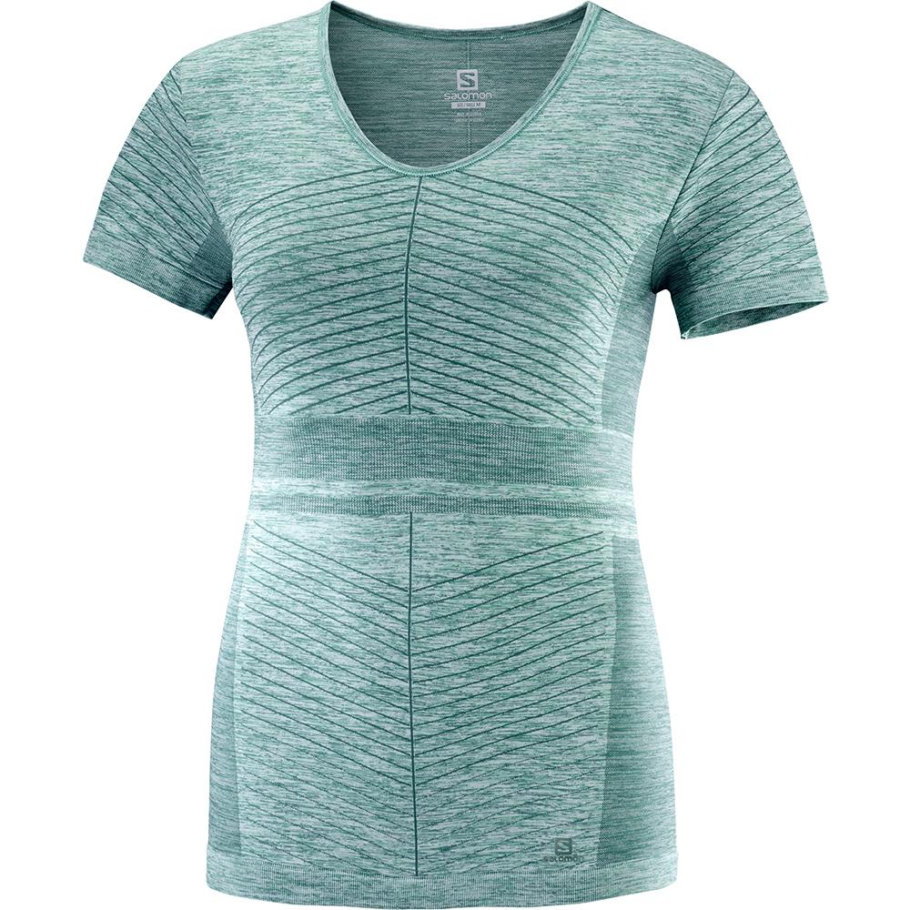 Salomon ELEVATE MOVE'ON SS W Camisetas Mujer - Verde - Colombia (89201-VSNW)